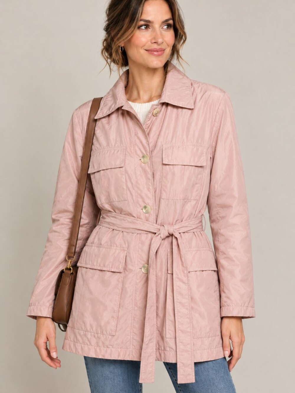 Bianca G. Italy Pink Utility Jacket Leopard Lining - IT 44 / US Medium
